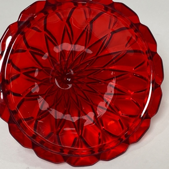 Vintage Shannon Designs of Ireland Lead Crystal Red Glass Candy Dish With Lid - Picture 6 of 14